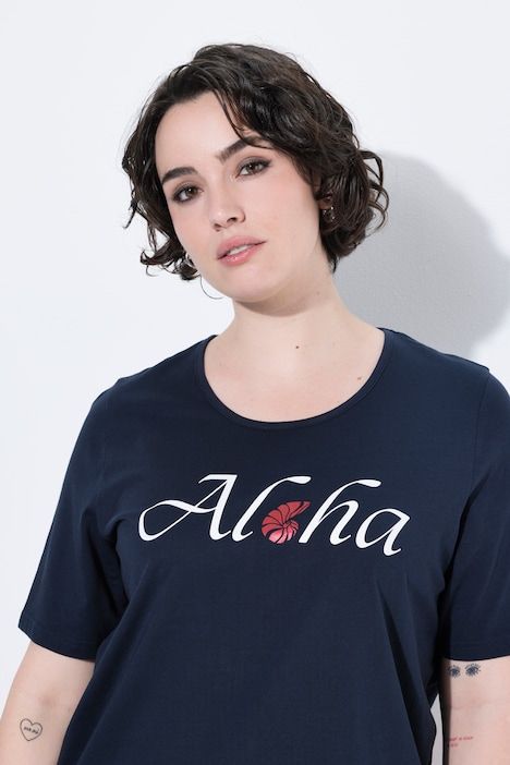 T-shirt, col rond, manches courtes et message imprimé