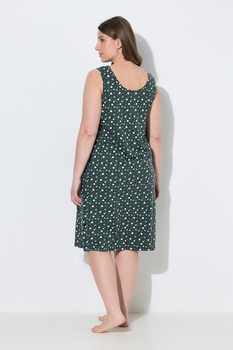 Chemise de nuit, motif à pois et décolleté rond, sans manches