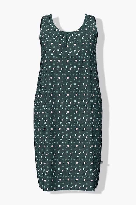 Chemise de nuit, motif à pois et décolleté rond, sans manches