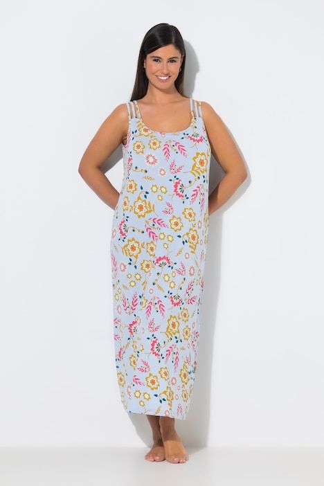 Chemise de nuit, motifs, sans manches, bretelles triples