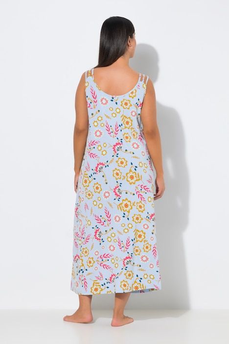 Chemise de nuit, motifs, sans manches, bretelles triples