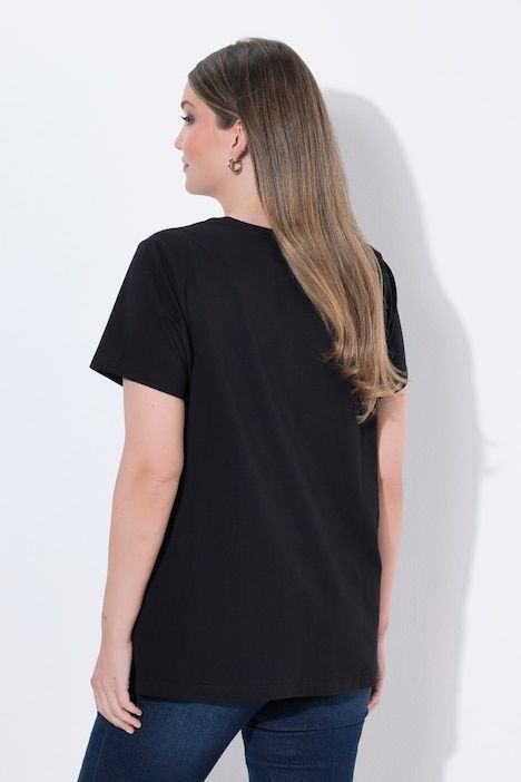 T-shirt, col rond, manches courtes, motif de cœur