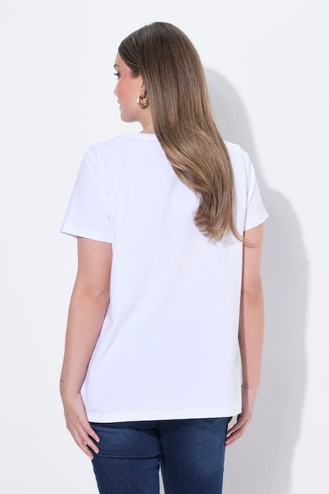 T-shirt, col rond, manches courtes, motif de cœur