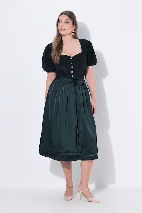 Dirndl, velours côtelé, cœur, manches courtes