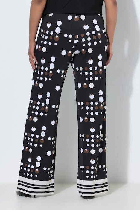 Pantalon au tombé fluide, motif à pois, jambe large et taille élastique