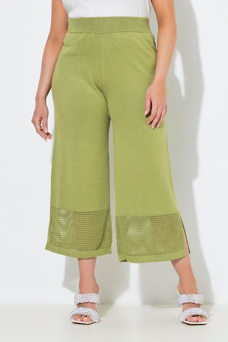 Pantalon en maille côtelée, jambe large et taille élastique