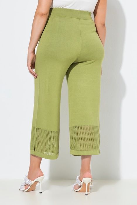 Pantalon en maille côtelée, jambe large et taille élastique