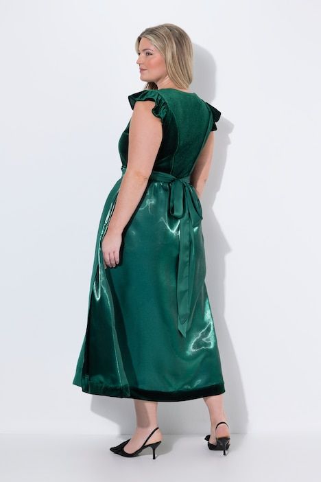 Dirndl en velours, col carré, manches volantées amovibles