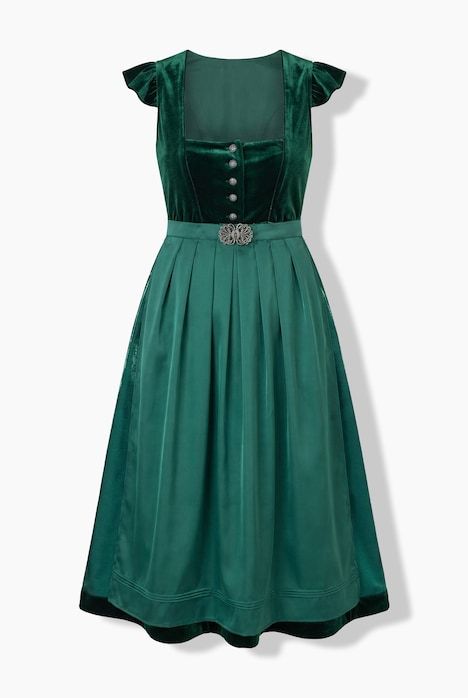 Dirndl en velours, col carré, manches volantées amovibles