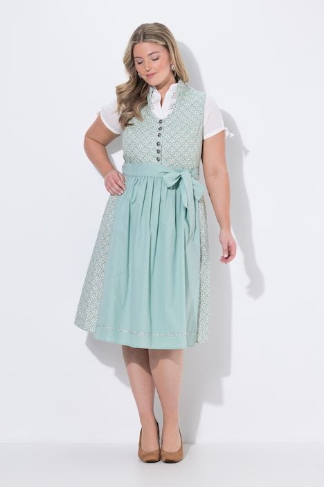 Dirndl, col montant, col V, jacquard