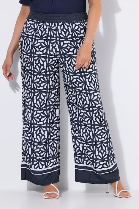 Pantalon large à ceinture élastique et imprimé