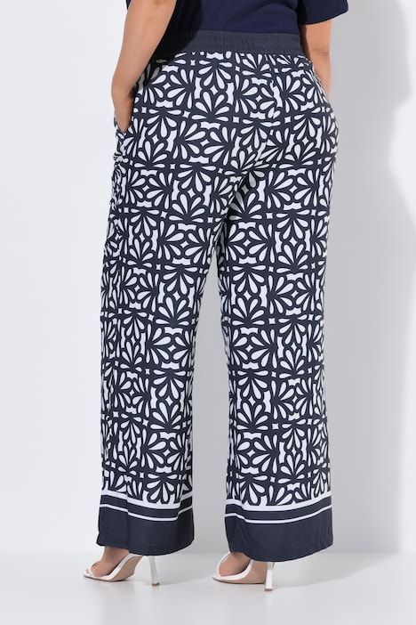 Pantalon large à ceinture élastique et imprimé