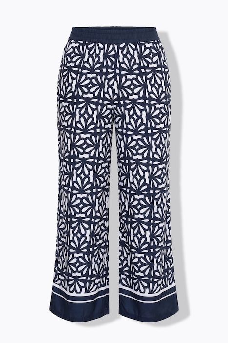 Pantalon large à ceinture élastique et imprimé
