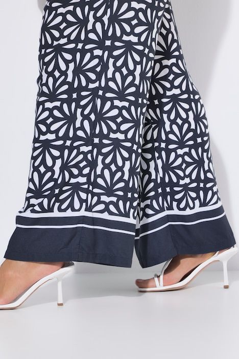 Pantalon large à ceinture élastique et imprimé