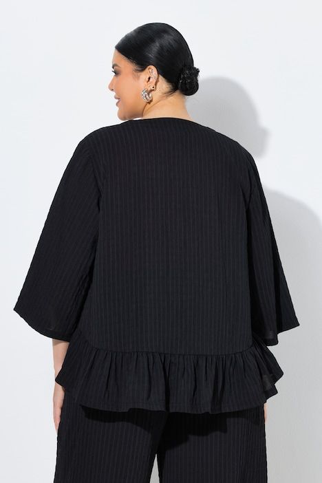 Blouse kimono, oversize, ourlet volanté, sans fermeture