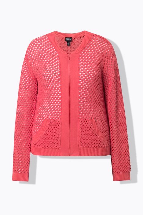 Gilet en maille, paillettes, col college, manches longues