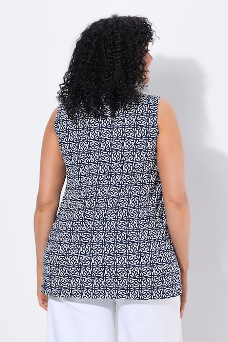 Haut à coupe en A, col en forme de cœur, découpe fantaisie, sans manches