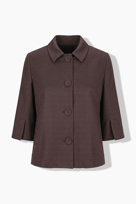 Veste coupe évasée, col chemise et manches 3/4 évasées