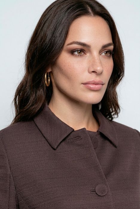 Veste coupe évasée, col chemise et manches 3/4 évasées