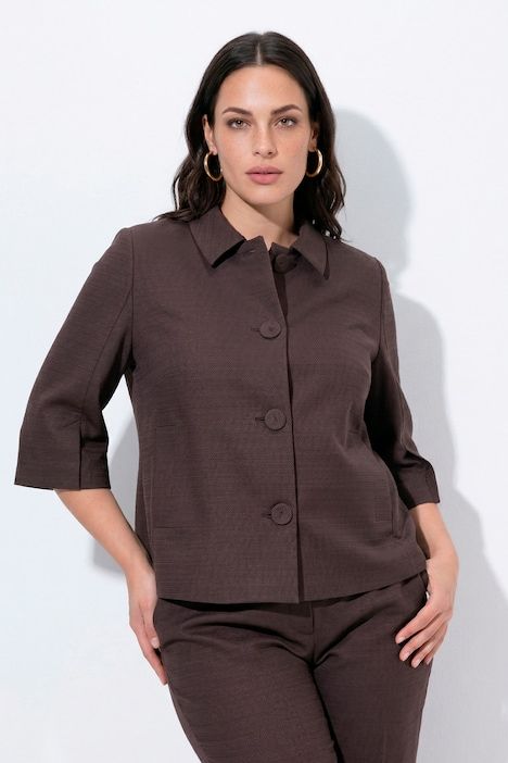 Veste coupe évasée, col chemise et manches 3/4 évasées