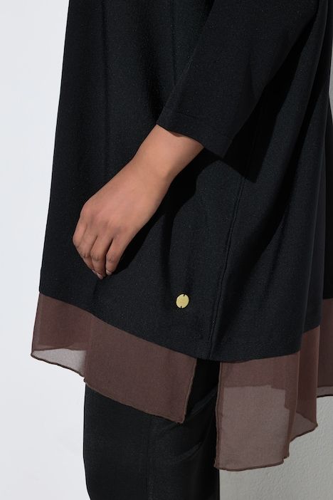 Pull avec bordure en mousseline, manches 3/4 et encolure bateau