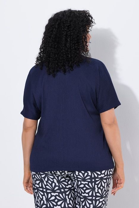 T-shirt en jersey, style cache-cœur, col en V, manches courtes