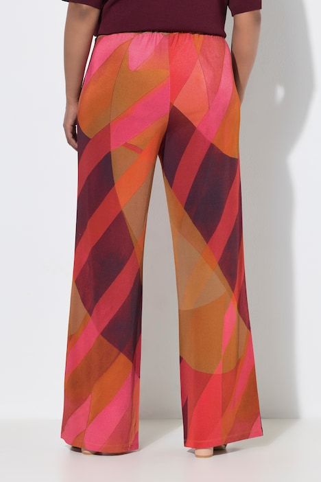 Pantalon au tombé fluide, motif à rayures, jambe large et taille élastique
