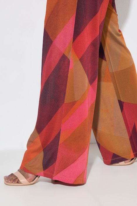 Pantalon au tombé fluide, motif à rayures, jambe large et taille élastique