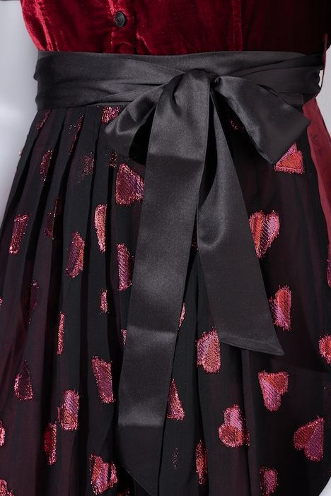 Dirndl, velours, encolure carrée, manches courtes bouffantes