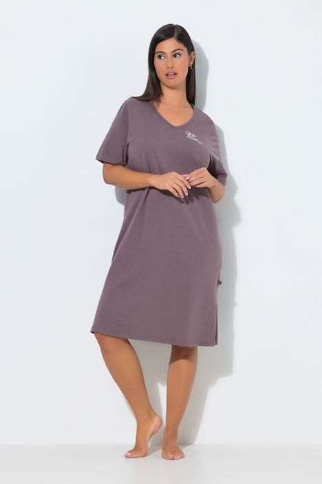 T-shirt long, Coffee Time, Col en V, Manches courtes