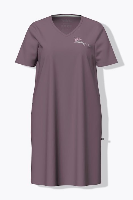 T-shirt long, Coffee Time, Col en V, Manches courtes