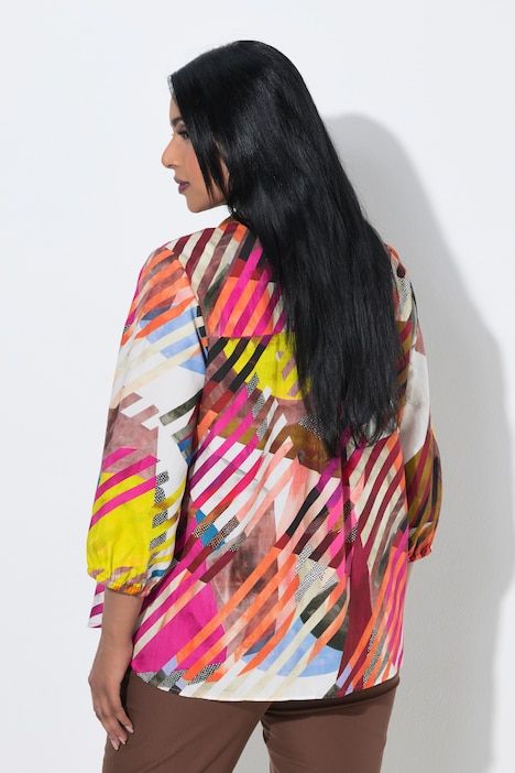 Chemisier en lyocell, col chemise et manches 3/4, coupe évasée