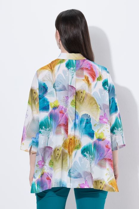 Blouse en lyocell, ourlet en pointe, col de chemise, manches 3/4