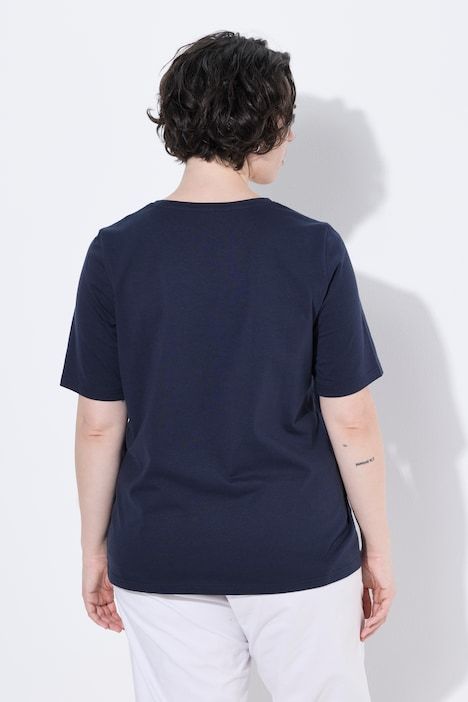 T-shirt, fleurs, col en V, manches courtes