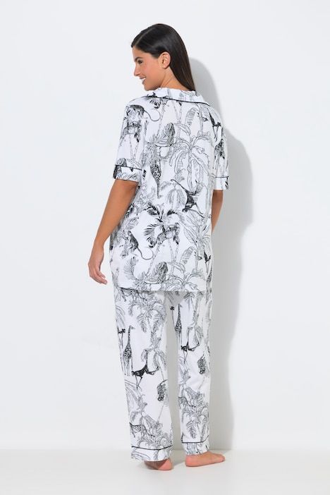 Pyjama à motif safari, manches mi-longues et col en V