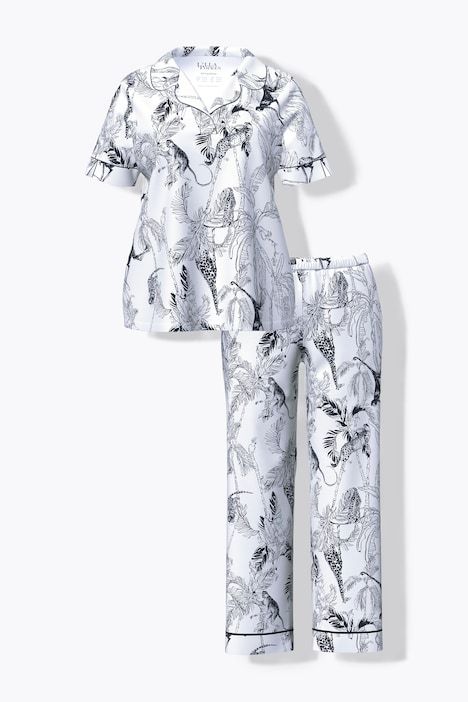Pyjama à motif safari, manches mi-longues et col en V