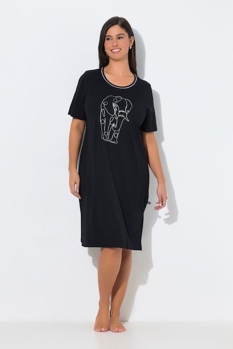 T-shirts oversize, lot de 2, avec pierres décoratives/motif safari, col rond et manches courtes