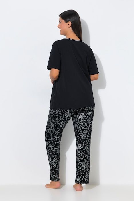 Pyjama, motif zèbre, encolure en forme de cœur et manches mi-longues