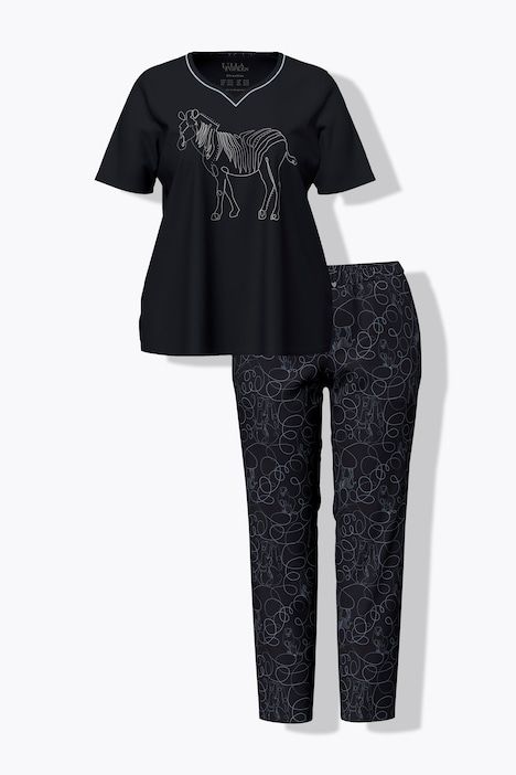 Pyjama, motif zèbre, encolure en forme de cœur et manches mi-longues
