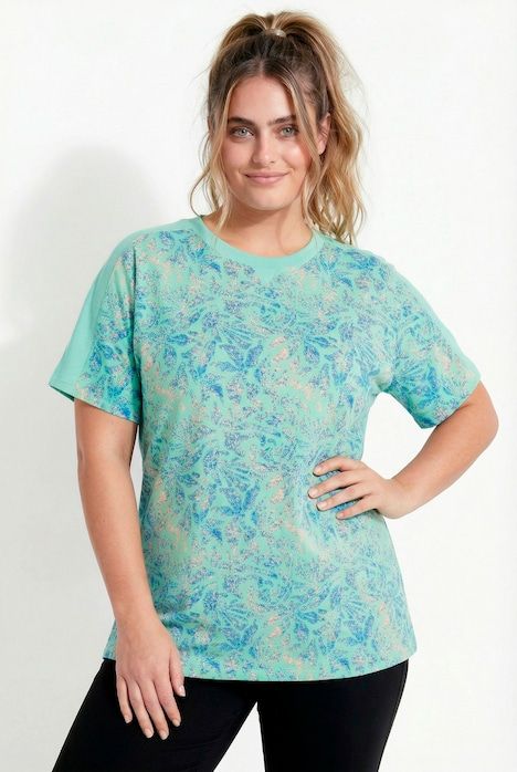 T-shirt technique, corail, col rond et manches courtes