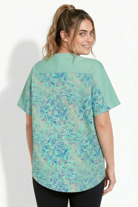 T-shirt technique, corail, col rond et manches courtes