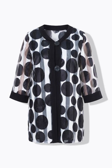 Veste, dévoré, coupe en A, col rond, manches 3/4