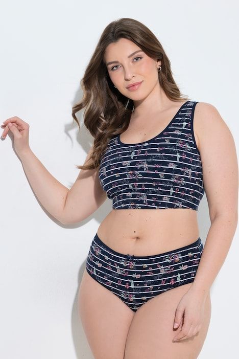 Bustier, rayures/imprimé floral, col rond