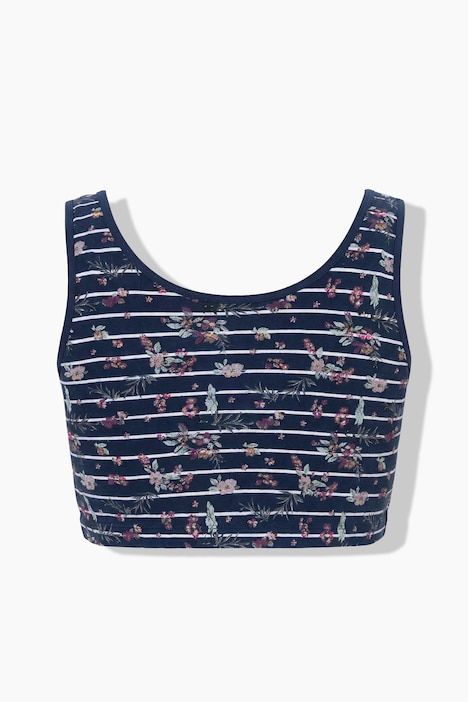 Bustier, rayures/imprimé floral, col rond