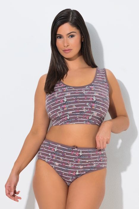 Bustier, rayures/imprimé floral, col rond