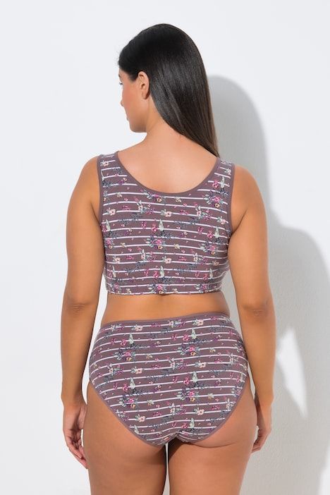 Bustier, rayures/imprimé floral, col rond
