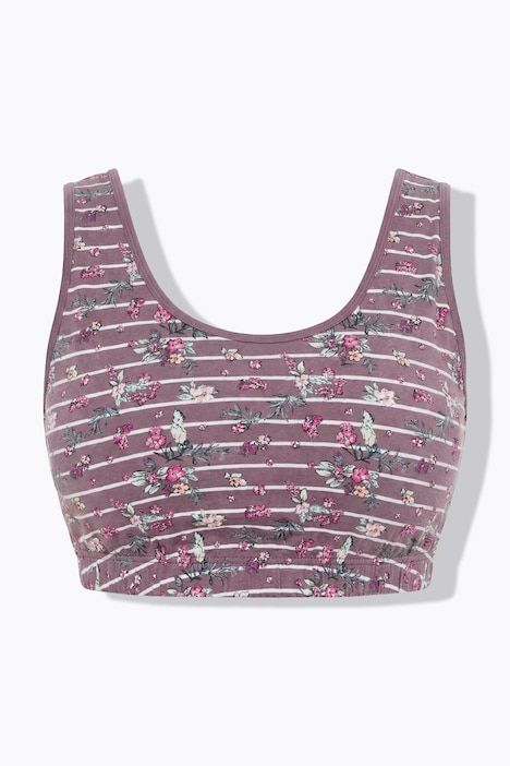 Bustier, rayures/imprimé floral, col rond