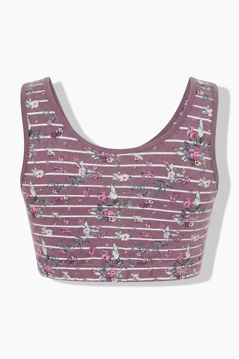 Bustier, rayures/imprimé floral, col rond