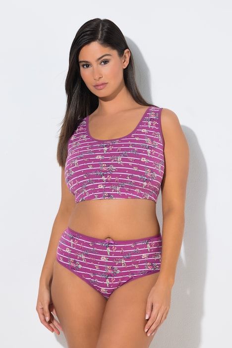 Bustier, rayures/imprimé floral, col rond