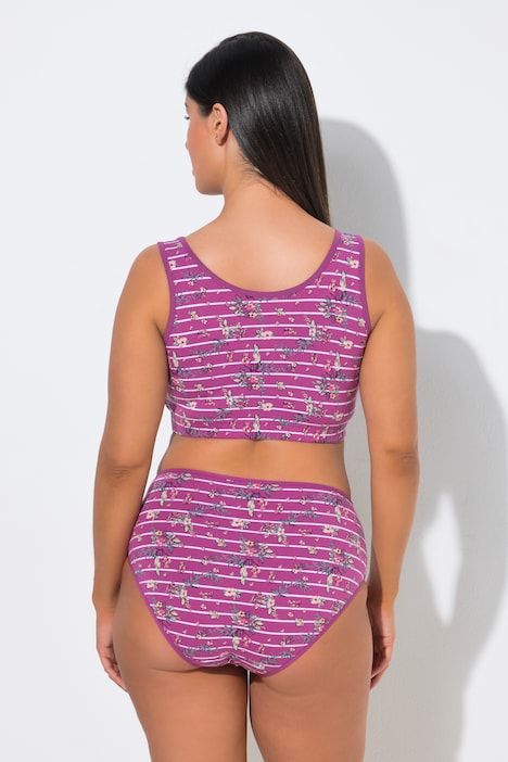 Bustier, rayures/imprimé floral, col rond
